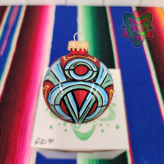 Hand pinstriped/painted glass ornament by Hot Rod Jen