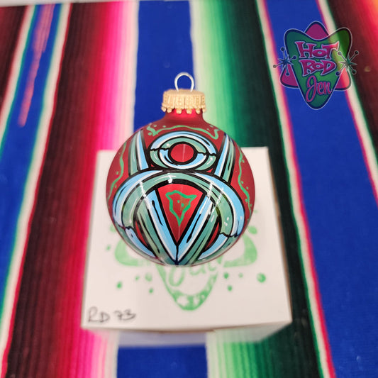 Hand pinstriped/painted glass ornament by Hot Rod Jen
