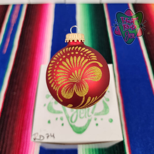 Hand pinstriped/painted glass ornament by Hot Rod Jen