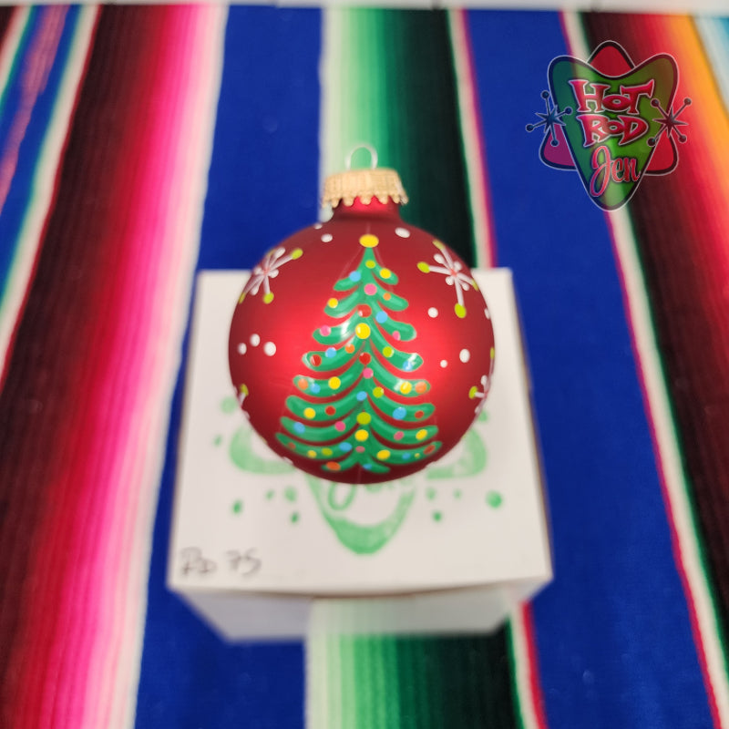 Hand pinstriped/painted glass ornament by Hot Rod Jen