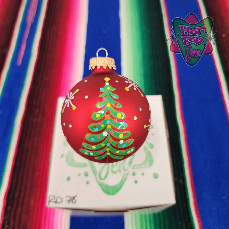Hand pinstriped/painted glass ornament by Hot Rod Jen
