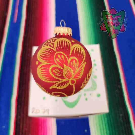 Hand pinstriped/painted glass ornament by Hot Rod Jen