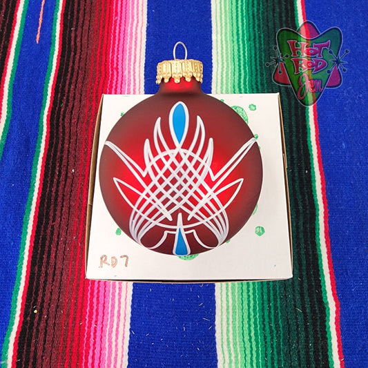 Hand pinstriped/painted glass ornament by Hot Rod Jen