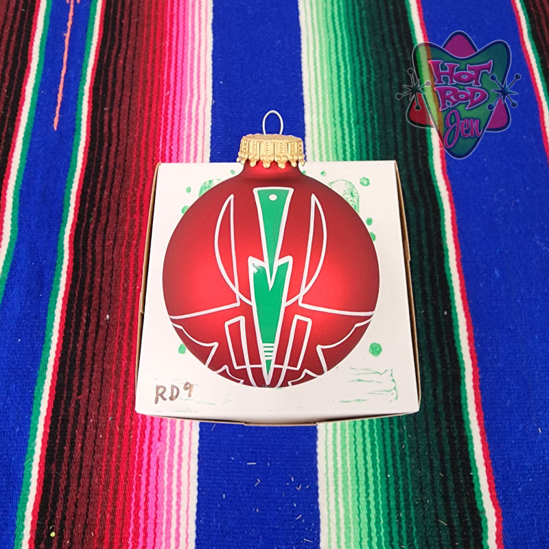 Hand pinstriped/painted glass ornament by Hot Rod Jen