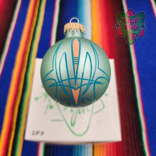 Hand pinstriped/painted glass ornament by Hot Rod Jen