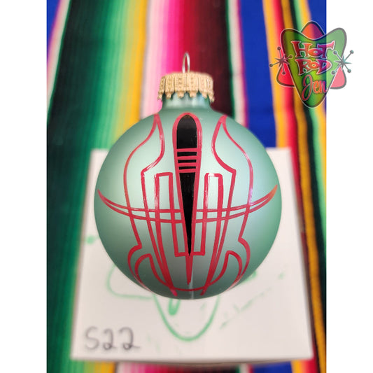 Hand pinstriped/painted glass ornament by Hot Rod Jen