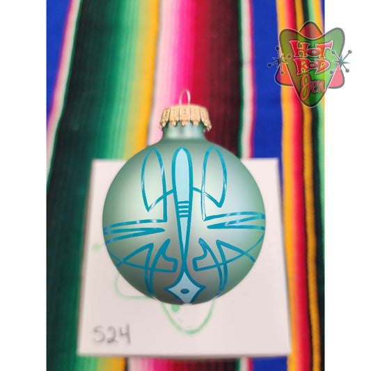 Hand pinstriped/painted glass ornament by Hot Rod Jen