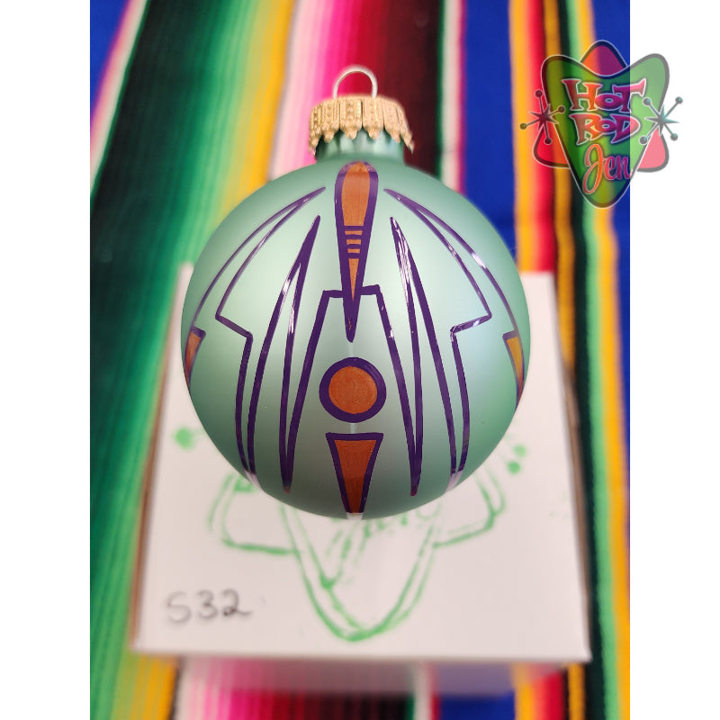 Hand pinstriped/painted glass ornament by Hot Rod Jen