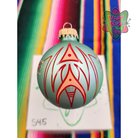 Hand pinstriped/painted glass ornament by Hot Rod Jen