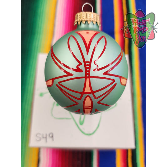 Hand pinstriped/painted glass ornament by Hot Rod Jen