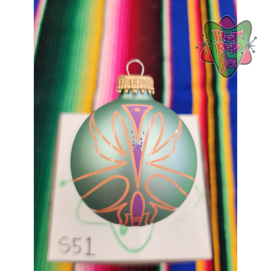 Hand pinstriped/painted glass ornament by Hot Rod Jen