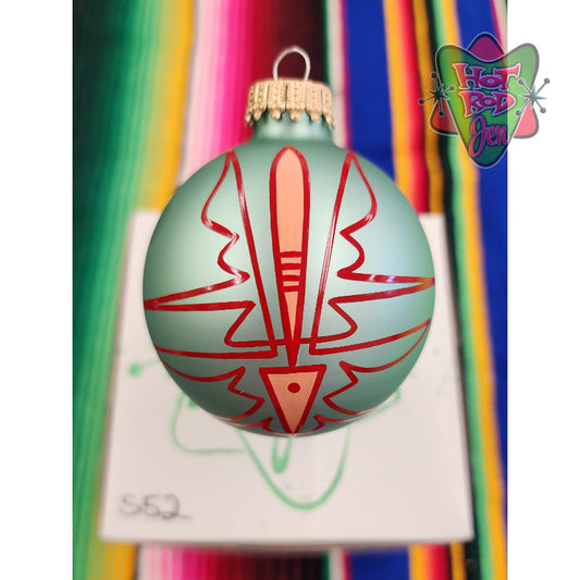 Hand pinstriped/painted glass ornament by Hot Rod Jen