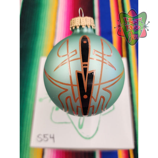 Hand pinstriped/painted glass ornament by Hot Rod Jen