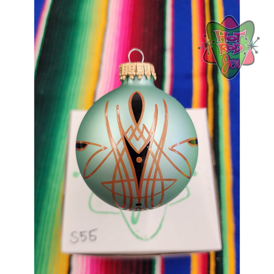 Hand pinstriped/painted glass ornament by Hot Rod Jen