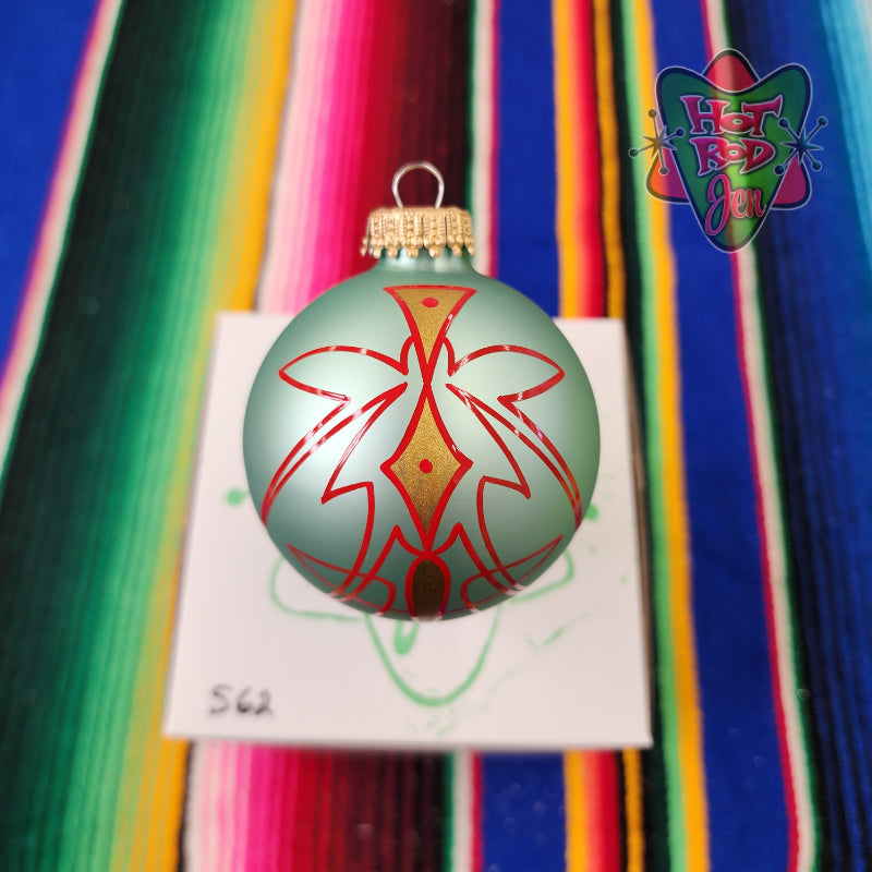 Hand pinstriped/painted glass ornament by Hot Rod Jen