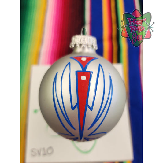 Hand pinstriped/painted glass ornament by Hot Rod Jen