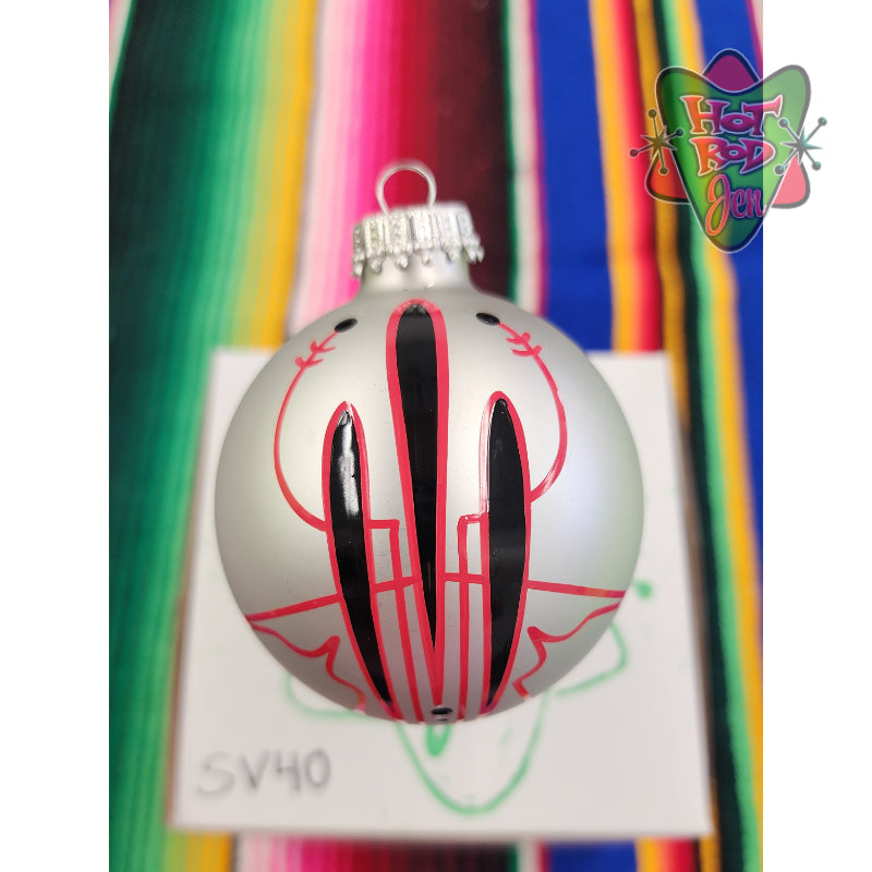 Hand pinstriped/painted glass ornament by Hot Rod Jen