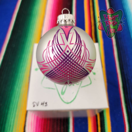 Hand pinstriped/painted glass ornament by Hot Rod Jen