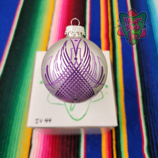 Hand pinstriped/painted glass ornament by Hot Rod Jen