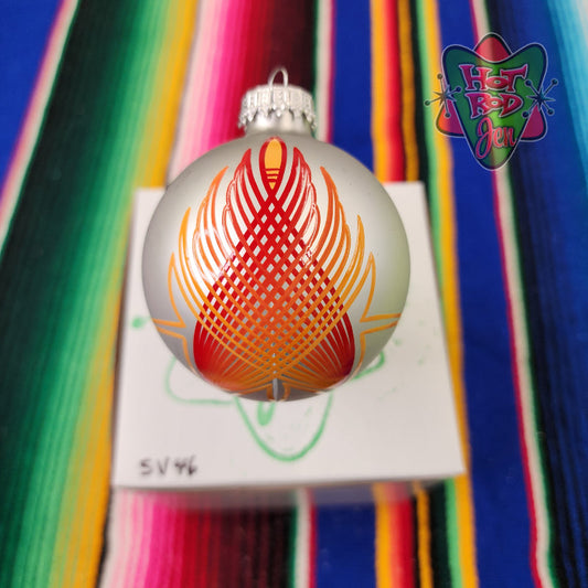 Hand pinstriped/painted glass ornament by Hot Rod Jen