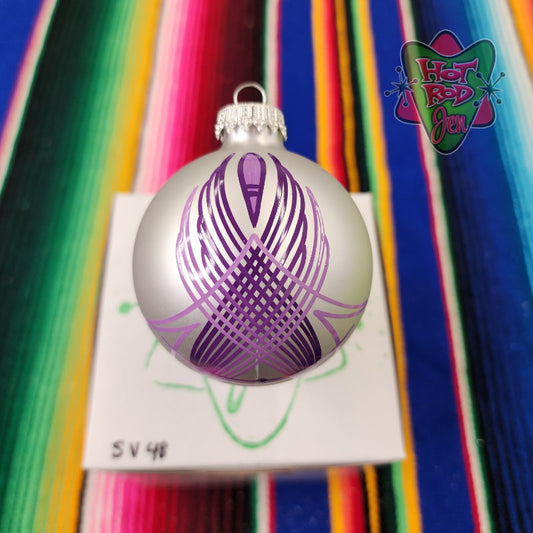 Hand pinstriped/painted glass ornament by Hot Rod Jen