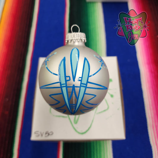 Hand pinstriped/painted glass ornament by Hot Rod Jen