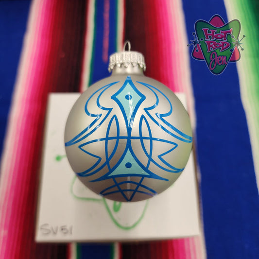 Hand pinstriped/painted glass ornament by Hot Rod Jen