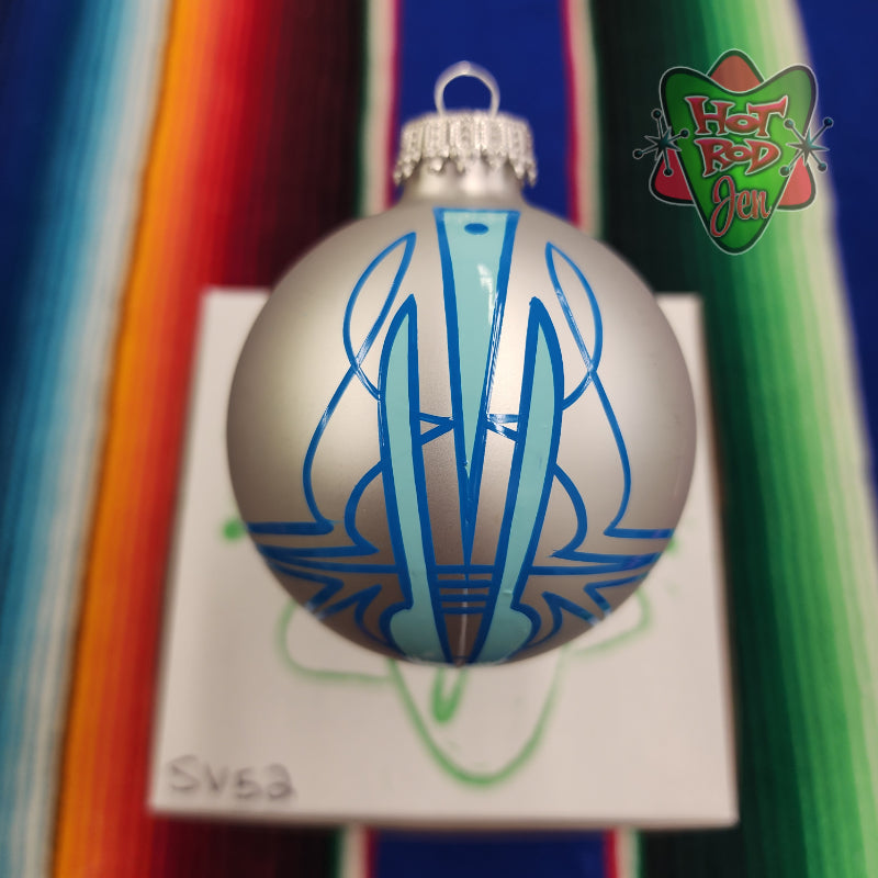 Hand pinstriped/painted glass ornament by Hot Rod Jen