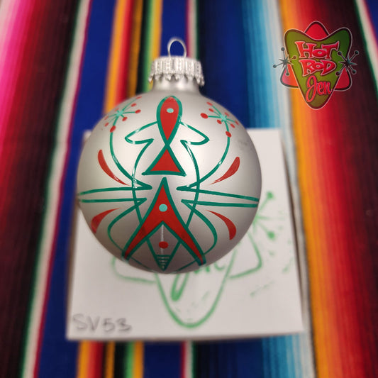 Hand pinstriped/painted glass ornament by Hot Rod Jen