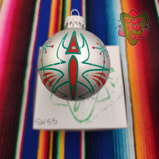 Hand pinstriped/painted glass ornament by Hot Rod Jen