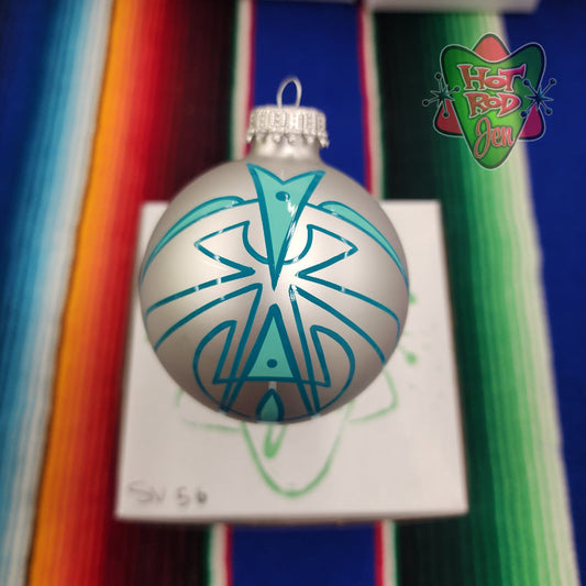 Hand pinstriped/painted glass ornament by Hot Rod Jen