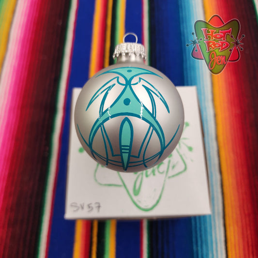 Hand pinstriped/painted glass ornament by Hot Rod Jen