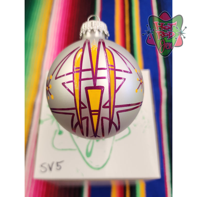 Hand pinstriped/painted glass ornament by Hot Rod Jen