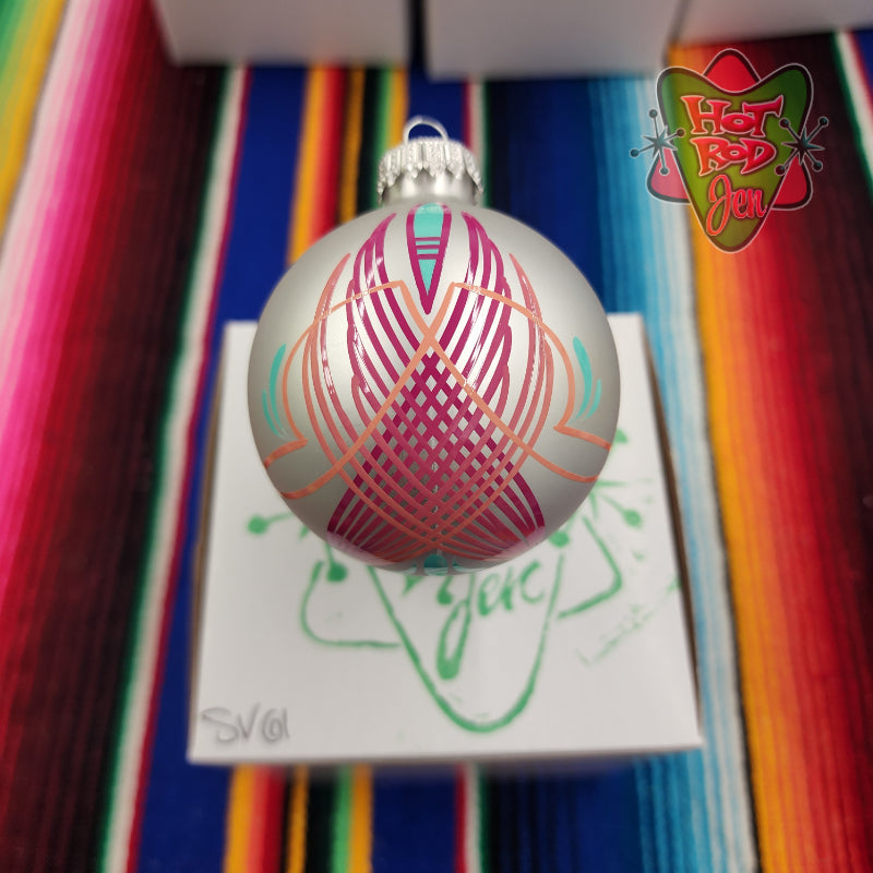 Hand pinstriped/painted glass ornament by Hot Rod Jen