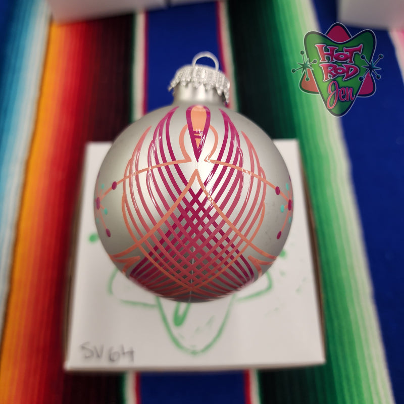 Hand pinstriped/painted glass ornament by Hot Rod Jen