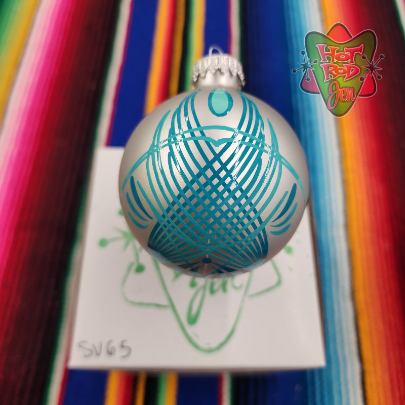 Hand pinstriped/painted glass ornament by Hot Rod Jen