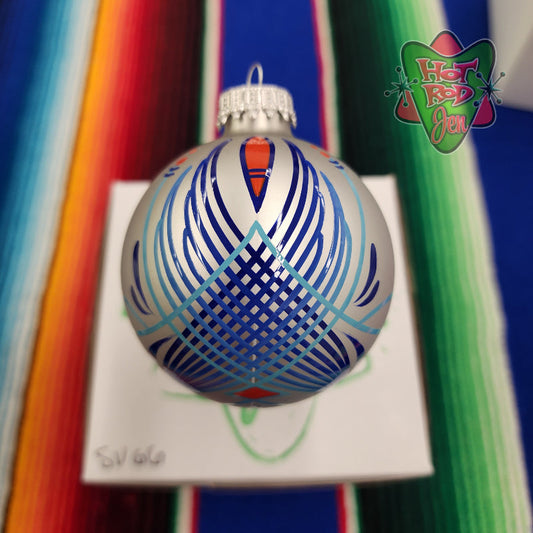 Hand pinstriped/painted glass ornament by Hot Rod Jen