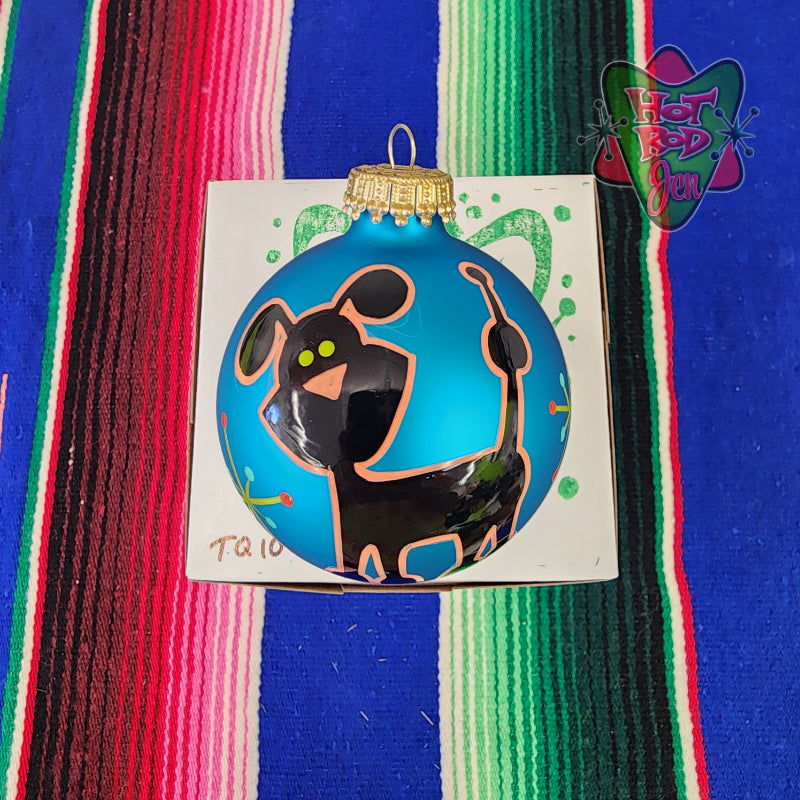 Hand pinstriped/painted glass ornament by Hot Rod Jen