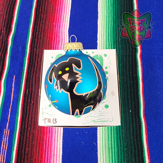 Hand pinstriped/painted glass ornament by Hot Rod Jen