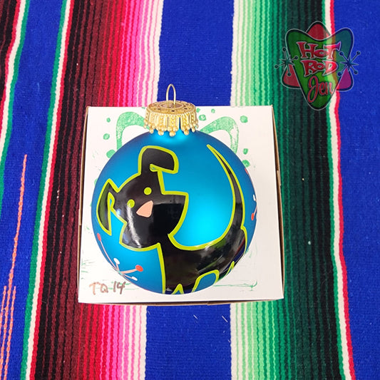 Hand pinstriped/painted glass ornament by Hot Rod Jen