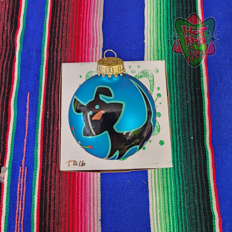 Hand pinstriped/painted glass ornament by Hot Rod Jen