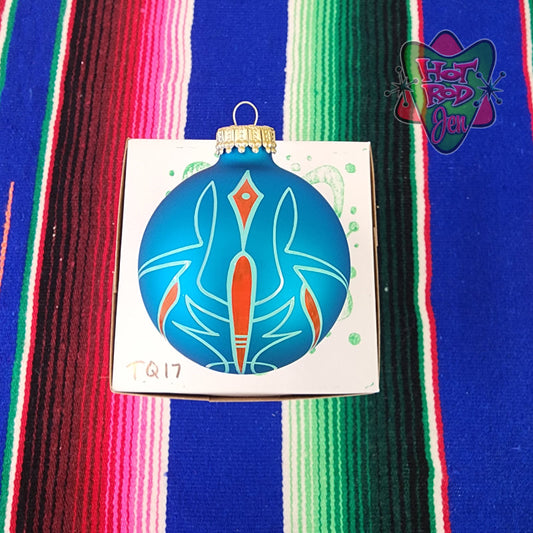 Hand pinstriped/painted glass ornament by Hot Rod Jen