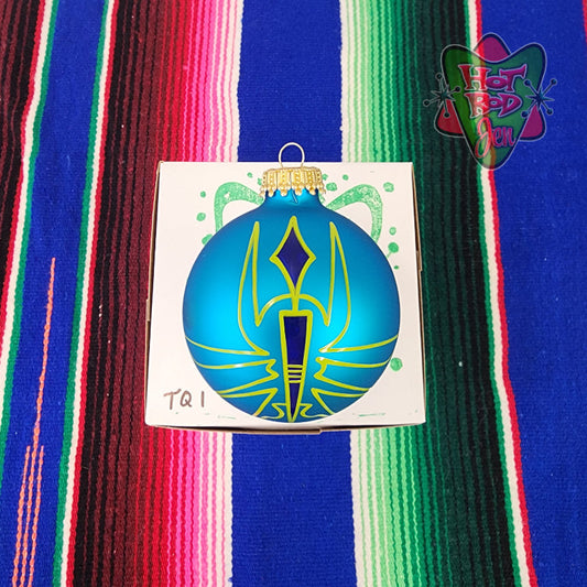 Hand pinstriped/painted glass ornament by Hot Rod Jen