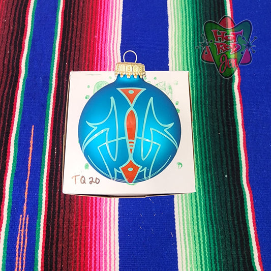 Hand pinstriped/painted glass ornament by Hot Rod Jen