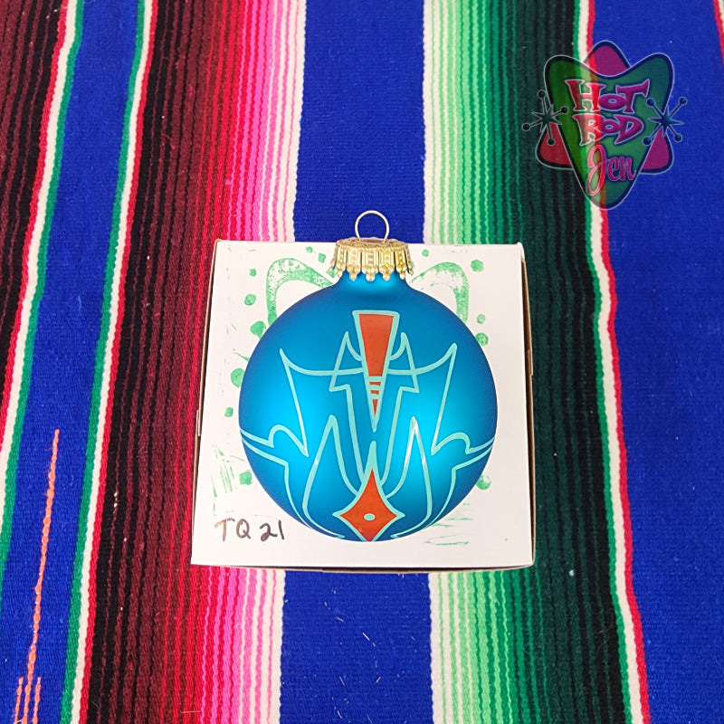 Hand pinstriped/painted glass ornament by Hot Rod Jen