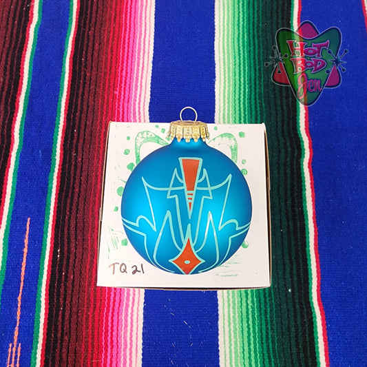 Hand pinstriped/painted glass ornament by Hot Rod Jen