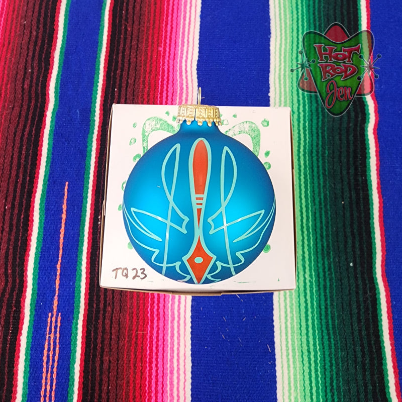 Hand pinstriped/painted glass ornament by Hot Rod Jen