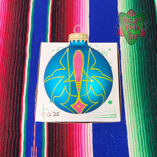 Hand pinstriped/painted glass ornament by Hot Rod Jen