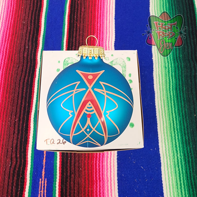 Hand pinstriped/painted glass ornament by Hot Rod Jen