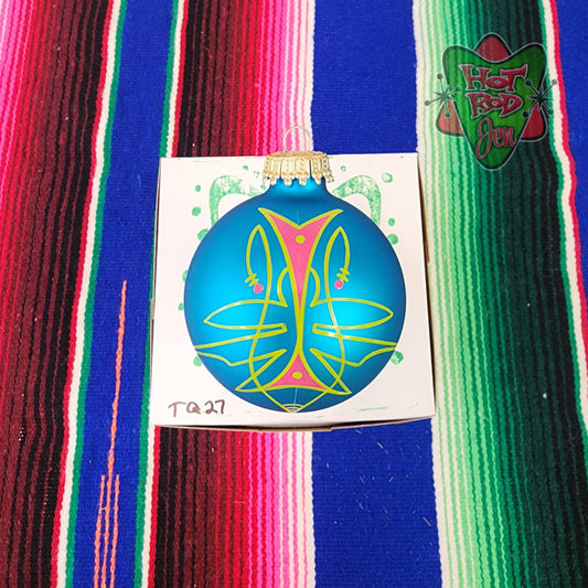 Hand pinstriped/painted glass ornament by Hot Rod Jen